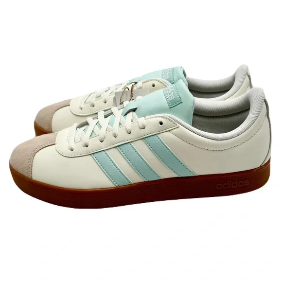 ADIDAS Women’s VL Court Base Cream and Light Blue Sneakers, Size 9 - Picture 6 of 13
